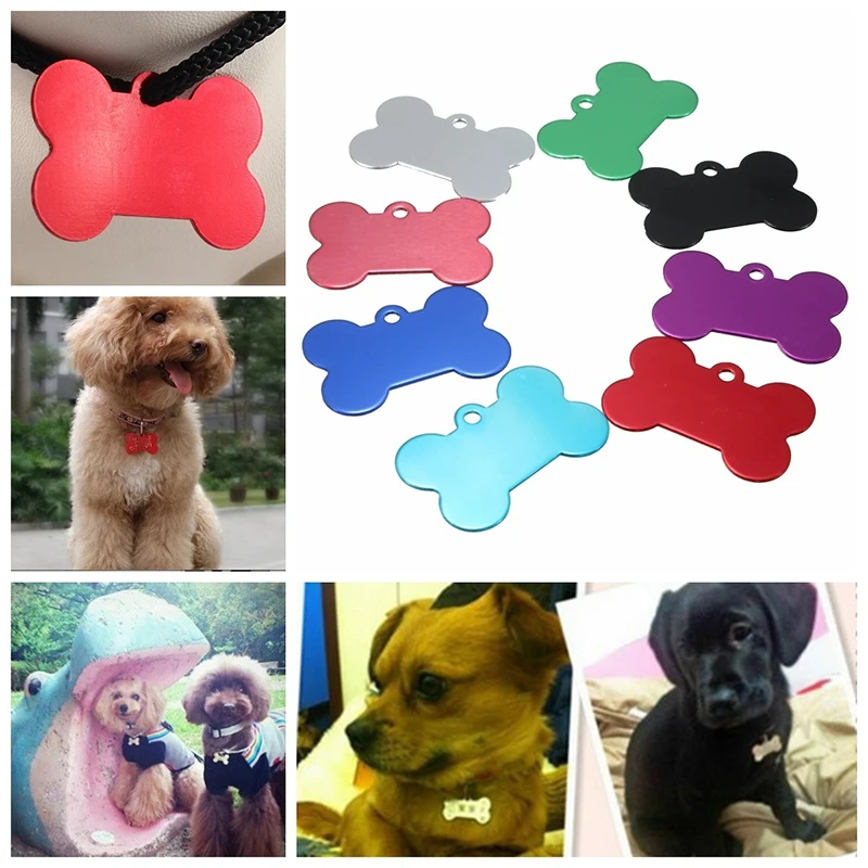 Dog ID Tags 2Pcs/Set Pets Bone Double Sides Personalized Pendant For Cat Name Phone Number Identification Necklace | Дом и сад