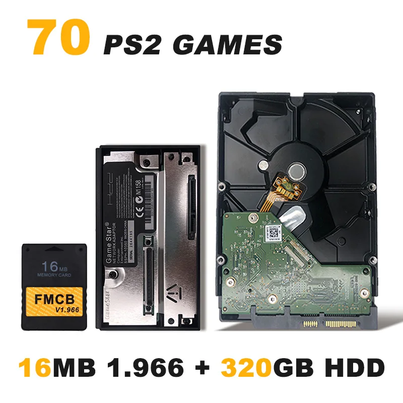 16MB and 320GB FMCB v1.966 8/16/32/64 Мб карта памяти для PS2+ 3," жесткого диска SATA HDD 80 Гб/320 Гб/500 Гб/1 ТБ/2 ТБ с игр+ жесткого диска SATA HDD адаптер - Цвет: 16MB and 320GB