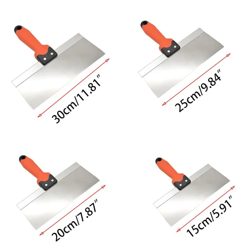 

6/8/10/12 Inch Stainless Steel Putty Knife Taping Paint Scraper Broad Blade with Plastic Handle for Wall Floor Tile