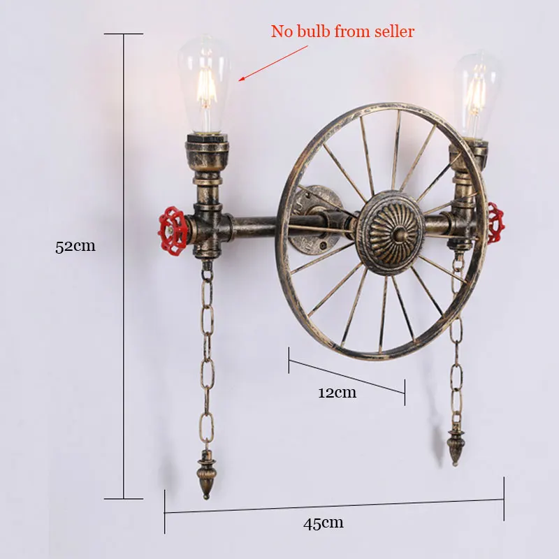 Настенная железная круглая ретро-лампа для водопроводной трубы светильник