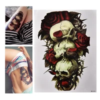 waterproof skull and rose temporary tattoo large arm body art tattoos sticker