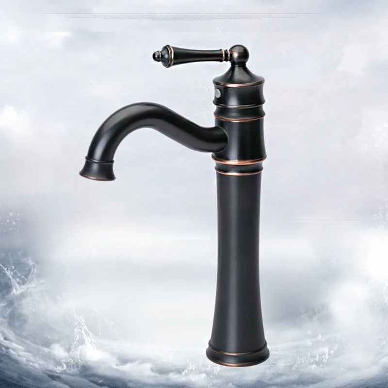 Античный бронзовый смеситель для ванной комнаты раковины с одной ручкой горячей