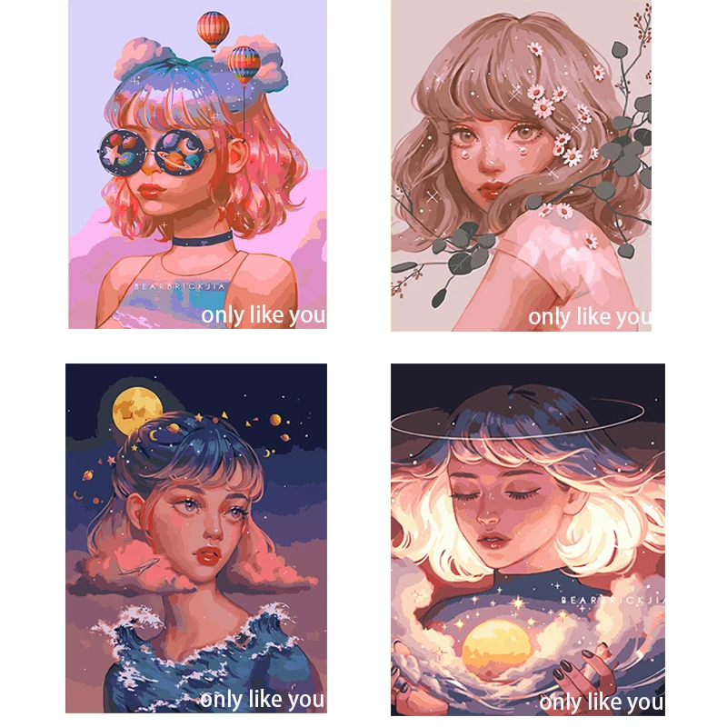 5D алмазная живопись Мультяшные девушки 3D Алмазная полный набор круглых картин