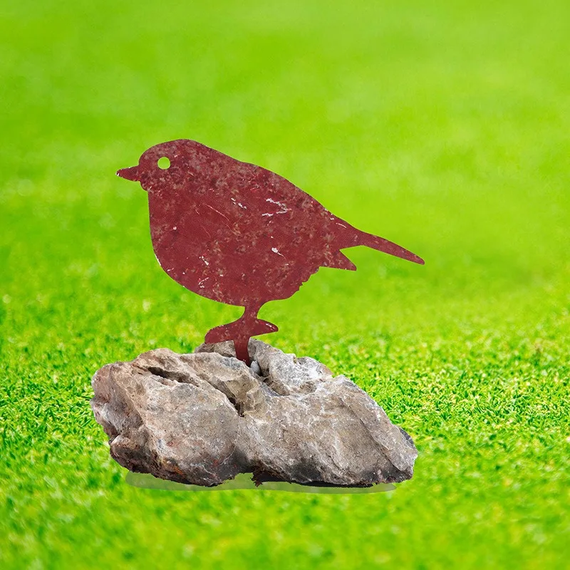 Ржавые металлические силуэты птиц декор для сада забора древесины Robin сталь