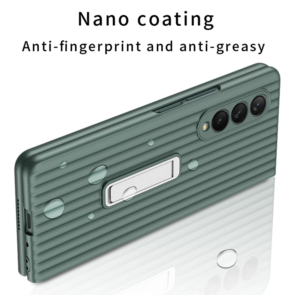 luggage design phone case with magnetic bracket for samsung galaxy z fold 3 5g fold3 hard cover w front tempered glass film free global shipping