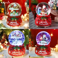 santa claus crystal ball christmas music box gift merry christmas decorations for home led baby children holiday night lights