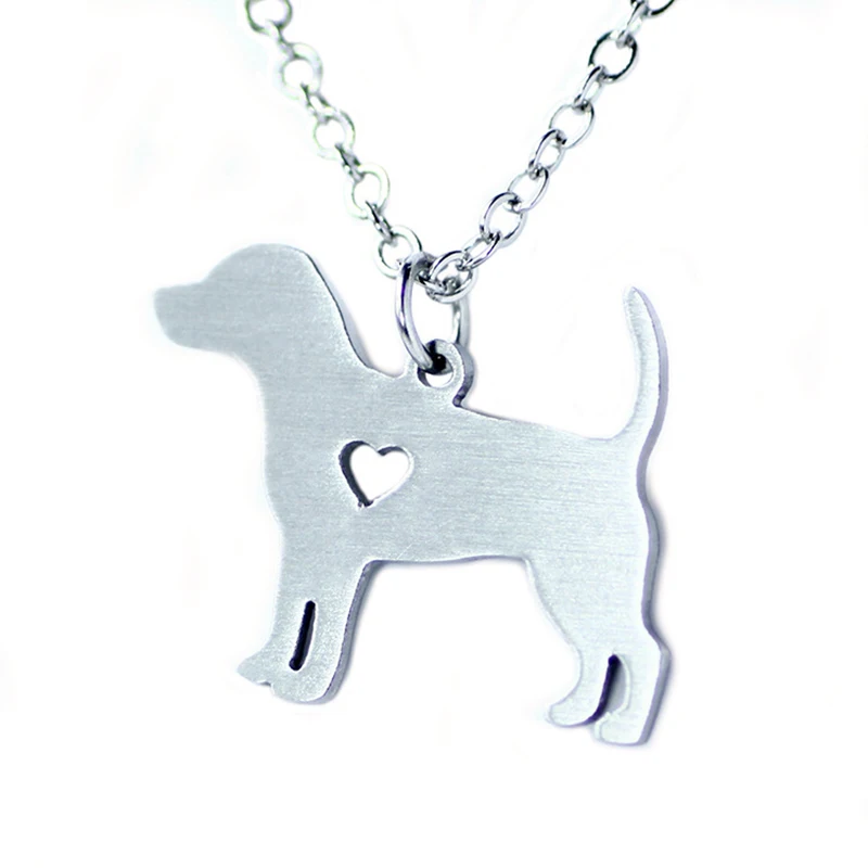 Ожерелье с подвеской в виде милого щенка собаки Бигля серебристого цвета из