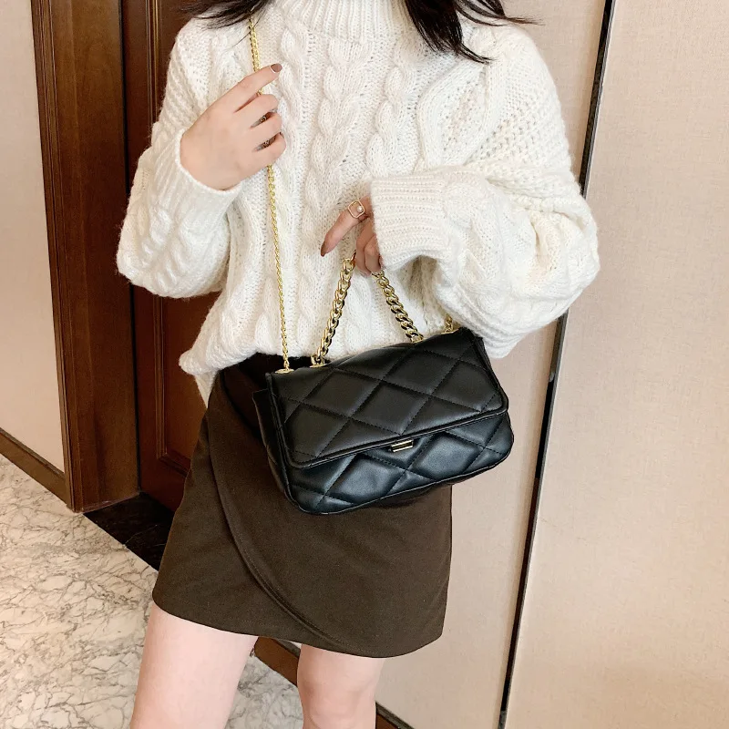 

High Quality Korean Version of The Small Square Bag Ladies Rhombic Chain Small Bag 2021new Net Red Single Shoulder Messenger Bag