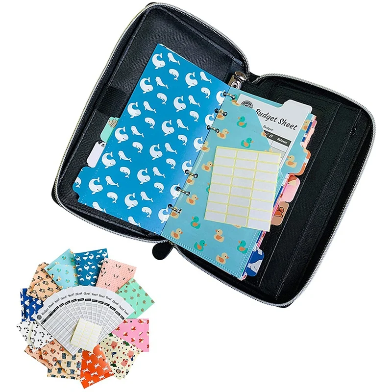

Cash Envelope Wallet Planner Budget System Wallet, Waterproof and Lightweight, 12 Budget Envelopes with 12 Budget Sheets