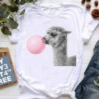 watercolor lamb blowing pink bubbles t shirt womens clothing funny tshirt femme summer fashion tops tee shirt female