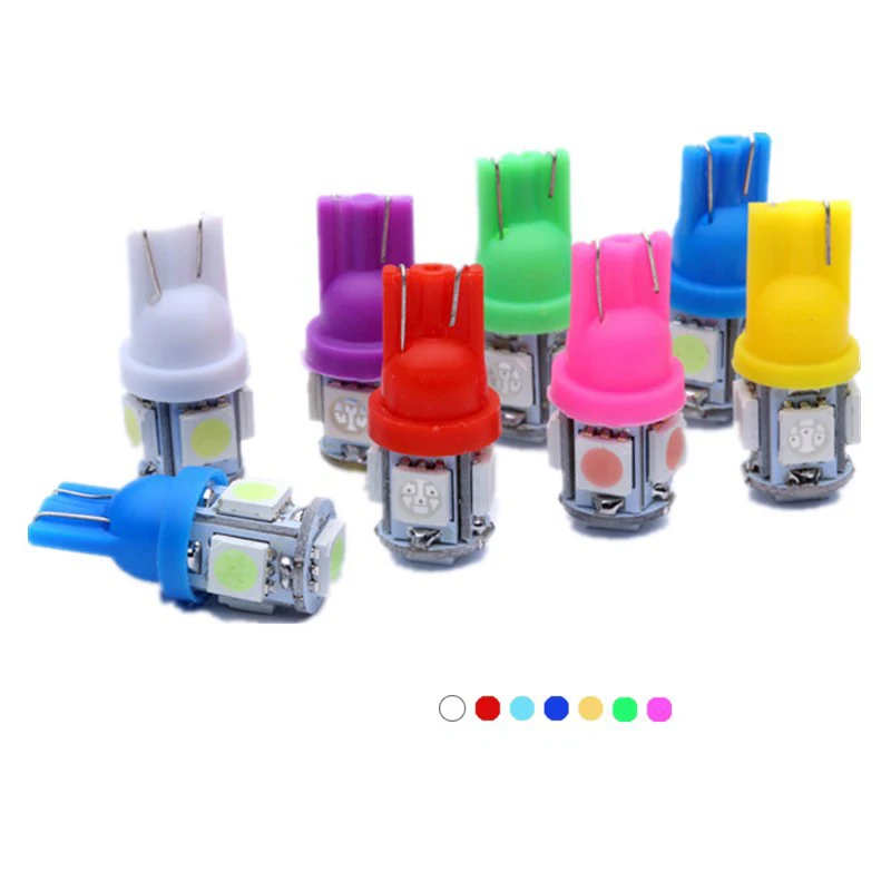 20 шт., лидер продаж, 12 В, T10, W5W, 501, автомобисветильник Светодиодная лампа бокового света, белая, синяя, желтая, красная, зеленая