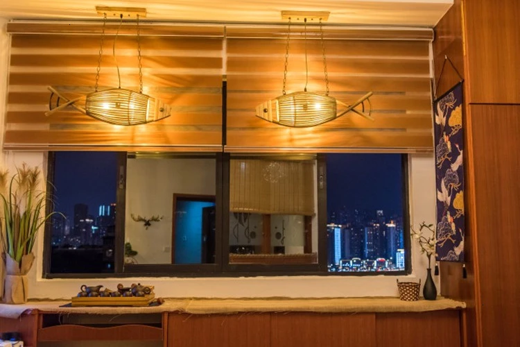 

American Style Chandelier Originality Fish Shape Lamp Bamboo Lantern Restaurant Bar Counter Chandelier Modern Light Fixture