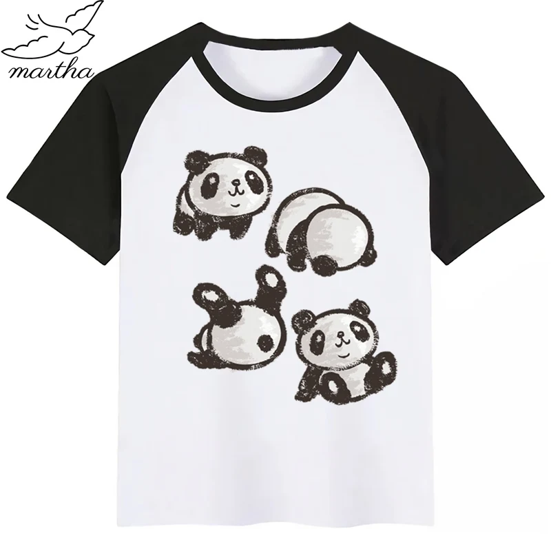 Детские летние топы для мальчиков и девочек футболка с акварельным принтом панды
