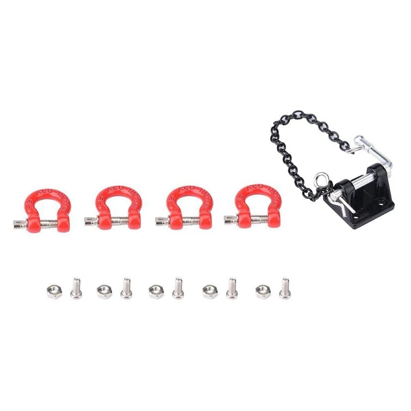 

2 Set RC Crawler Metal Trailer Hook with Metal Lifting Pulley Butterfly Ring Buckle Trailer Tow Hook Accessories