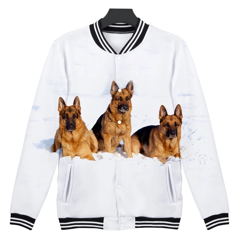 3D куртка немецкая овчарка бейсбольная для мужчин/женщин Осень/Зима Повседневная