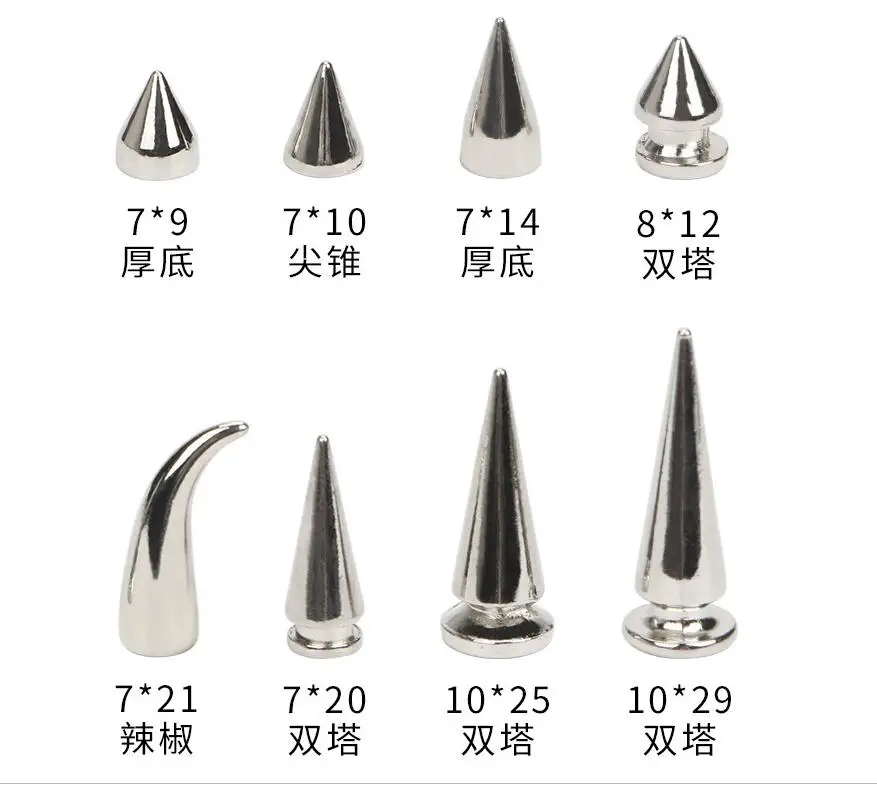 

100x Metal Alloy Cone Bullet Stud Spike Punk Studs Belt Bag Leathercraft DIY Clothes Screw Rivet Silver