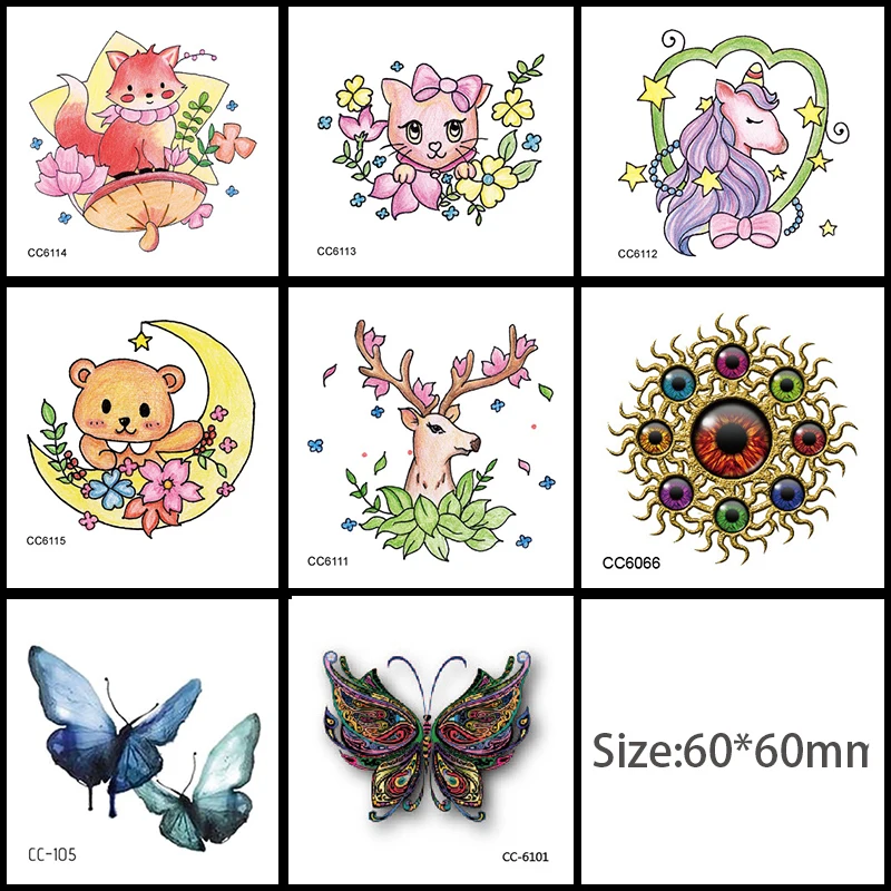 

5pcs/pack 6X6CM New personalized collarbone wrist scar covering small fresh Tattoo Sticker