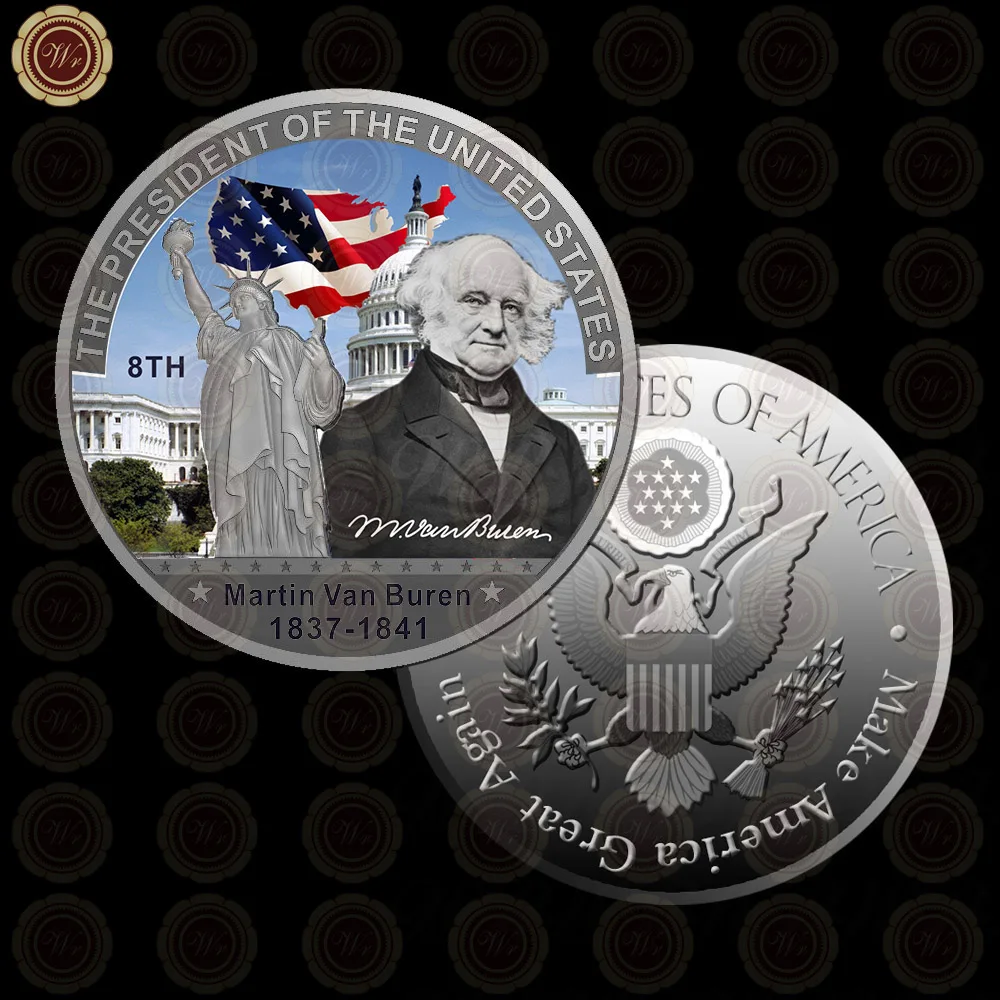 WR Коллекционная Посеребренная американская 2th President John Adams металлическая монета/w чехол креативный вызов монета подарок на день отца 40x3 мм - Цвет: Style 8