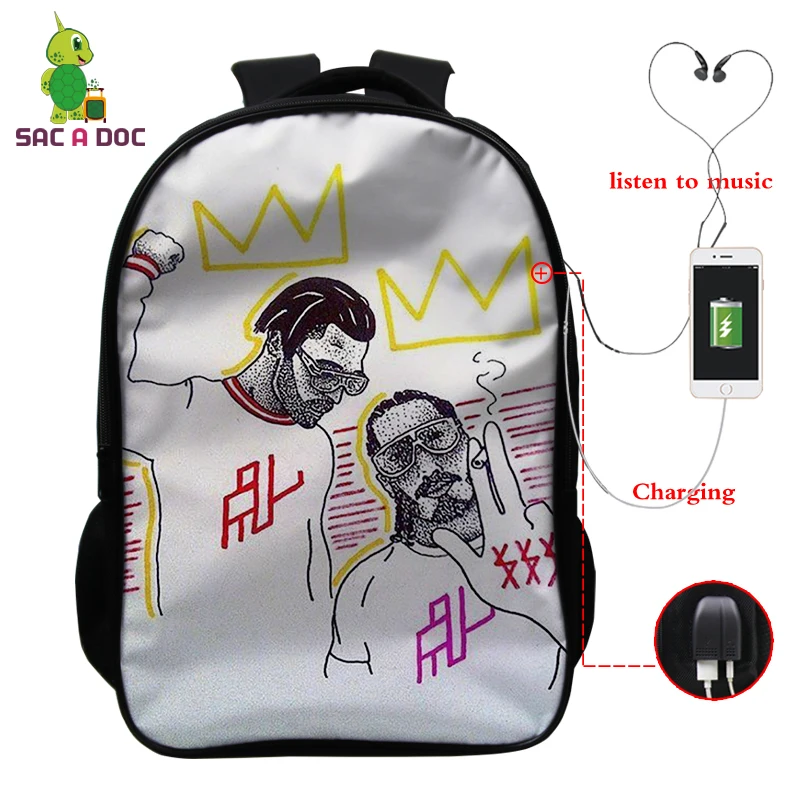 Bookbag 18 16 дюймов рюкзаки PNL печать USB зарядка школьный рюкзак для подростков мальчиков и девочек рюкзак для ноутбука дорожная сумка Sac Dos - Цвет: Bookbag 18