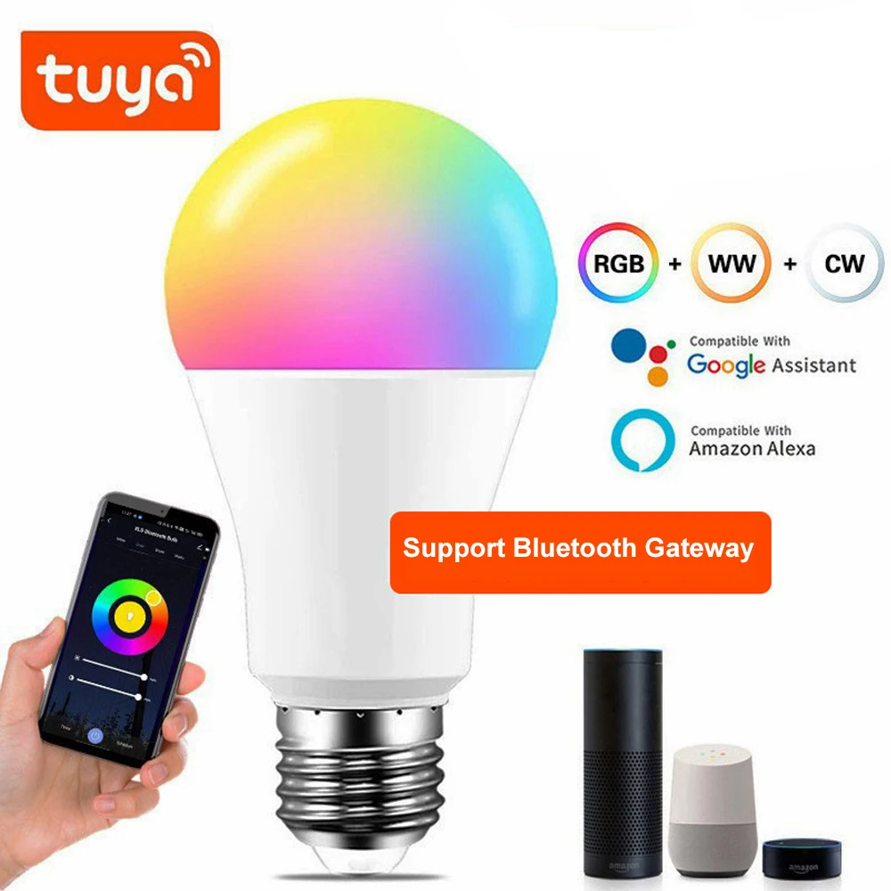 

9W 10W Tuya Smart LED Bulb E27 E26 B22 RGBCW Dimmable Toning Bulb Smart Life Supports Gateway And Alexa/ Google Home