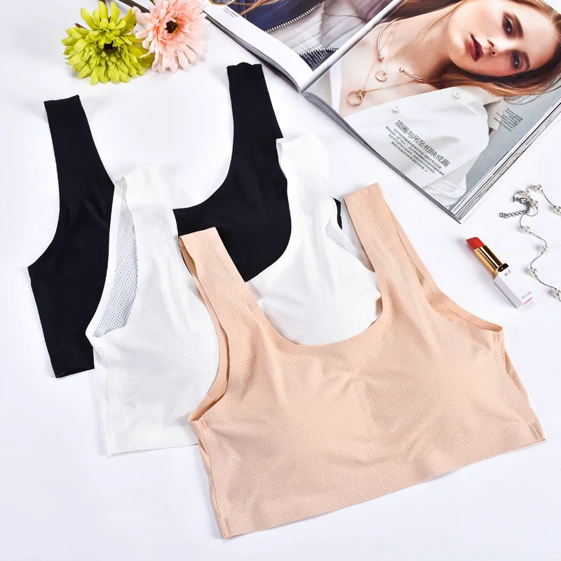 

Lady Seamless Tube Top Breathable Full Cup Wire Free Sleep Bra One Size Women Removable Chest Pad Underwear Black White Nude