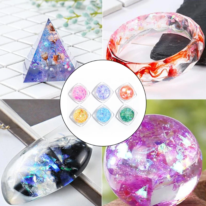 

New 6 Bottles Stars Heart Butterfly Mix Sequins Glitter UV Resin Epoxy Mold Filling
