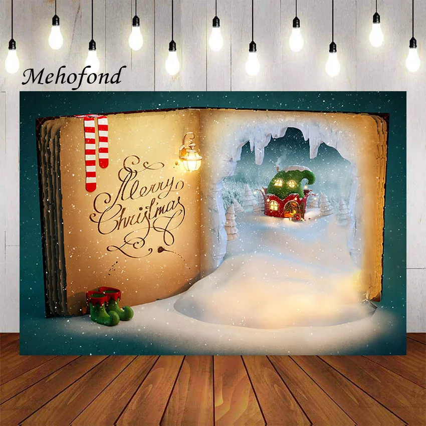 

Фон для фотосъемки Mehofond Рождественская книга дом конфеты эльфийский Зимний снег Новорожденный ребенок портрет фон для фотостудии