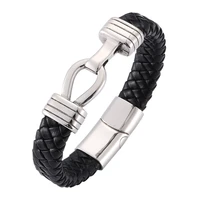 fashion cross card lock leather bangle bracelet stainless steel bracelets for women men bracelet jewelry gift sp0278