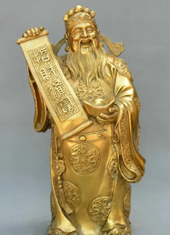 Китайский Фэншуй старый Бронзовый Бог богатства Мамонов поклонение удачи статуя