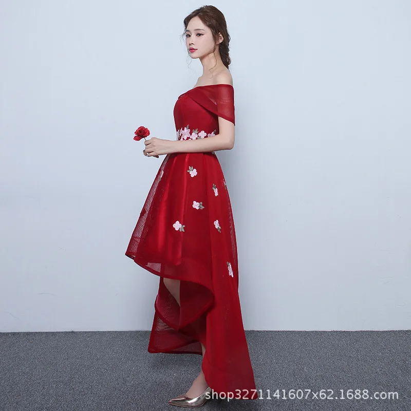 Robe de soiree/бордовое вечернее платье со шнуровкой и аппликацией Короткие Длинные