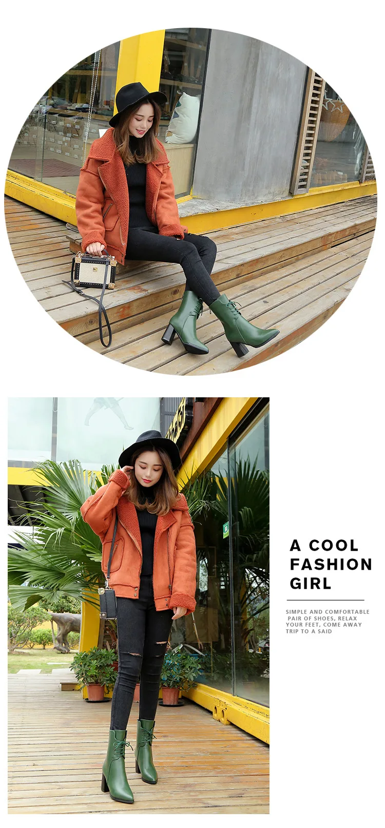 Dropshipping Pointed Toe Women's Boots Green Plush Ankle Keep Warm Winter Boots for Women Autumn High Heel Metal Zipper Leather