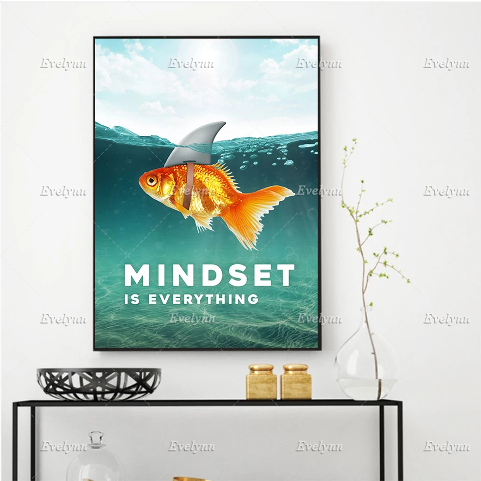 

HD Prints Pictures Home Decoration Paintings Canvas Modular Mindset Is Everything Poster For Bedroom Wall Art Floating Frame