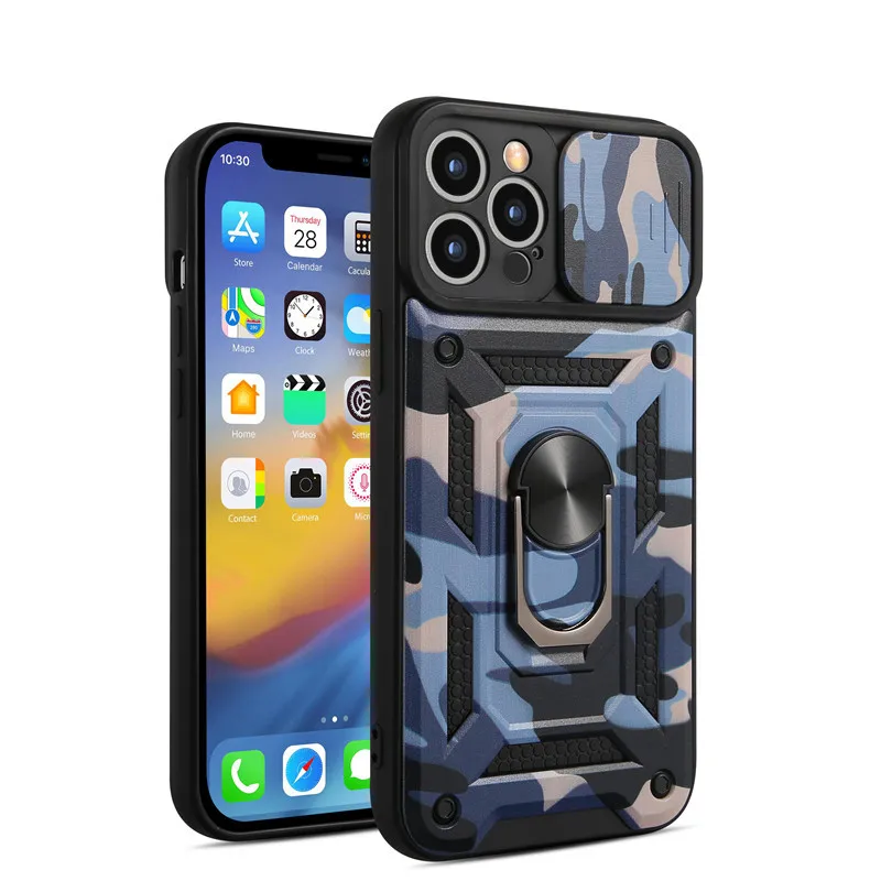 Camouflage Slide Camera Lens Protect Phone Case for iphone 13 12 11 pro Max X XR XSMax 7 8 Military Grade Bumpers Armor Cover | Мобильные