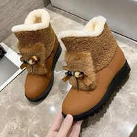 2021 womens winter plus cotton warm snow boots thick soled korean platform ankle boots womens ankle boots cute and fashionable