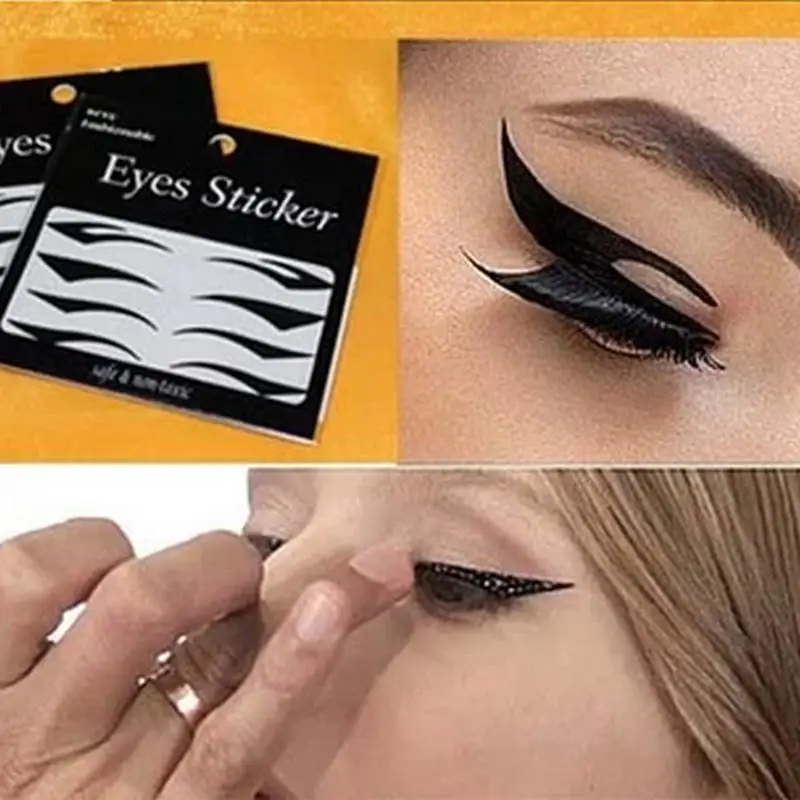 

4 Pair Black Eyes Sticker Cat Style Eyeliner Sexy Temporary Double Eyeshadow Eyelid Tape Smoky Tattoo False Eyelashes Tools New