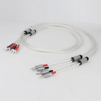 high quality 8ag occ silver plated speaker cable hi end audiophile loudspeaker cable with y spade plug to banana plug
