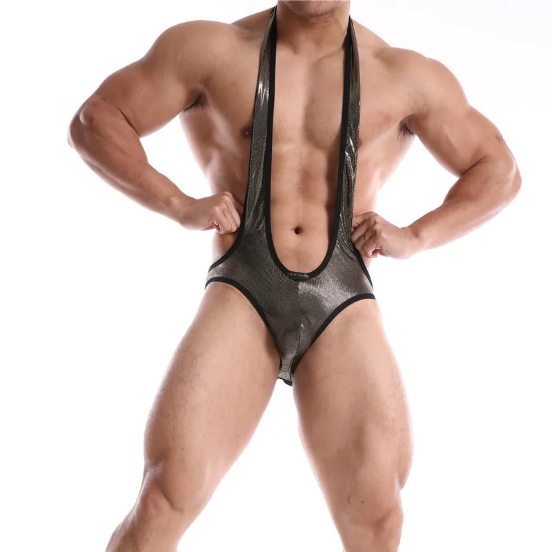 Men Undershirt Bodysuit Open Butt Underwear Sexy Wrestling Suit Men Men's One-Piece Jumpsuit Suspender Teddies Underwear