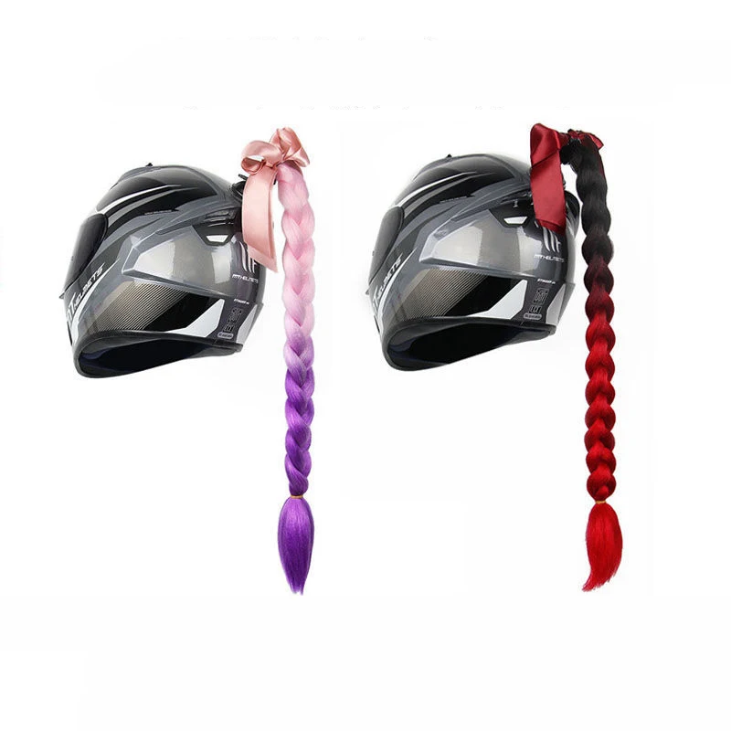 Парик с косами для мотоциклетного шлема разноцветный женский мотокросса