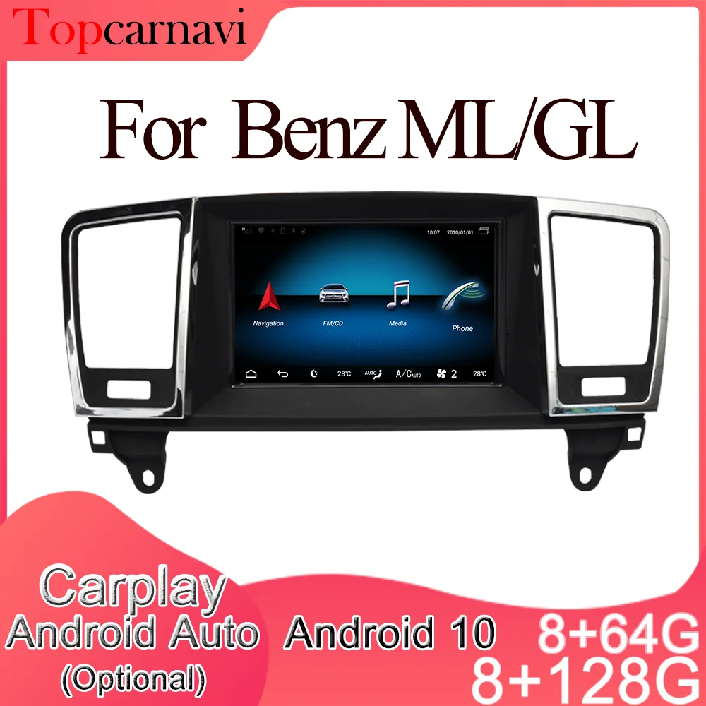 Topcarnavi Android 10 multimedia radio GPS GLONASS navigation CarPlay auto for Mercedes Benz ML(2012 2015)GL（2013 2015） 2