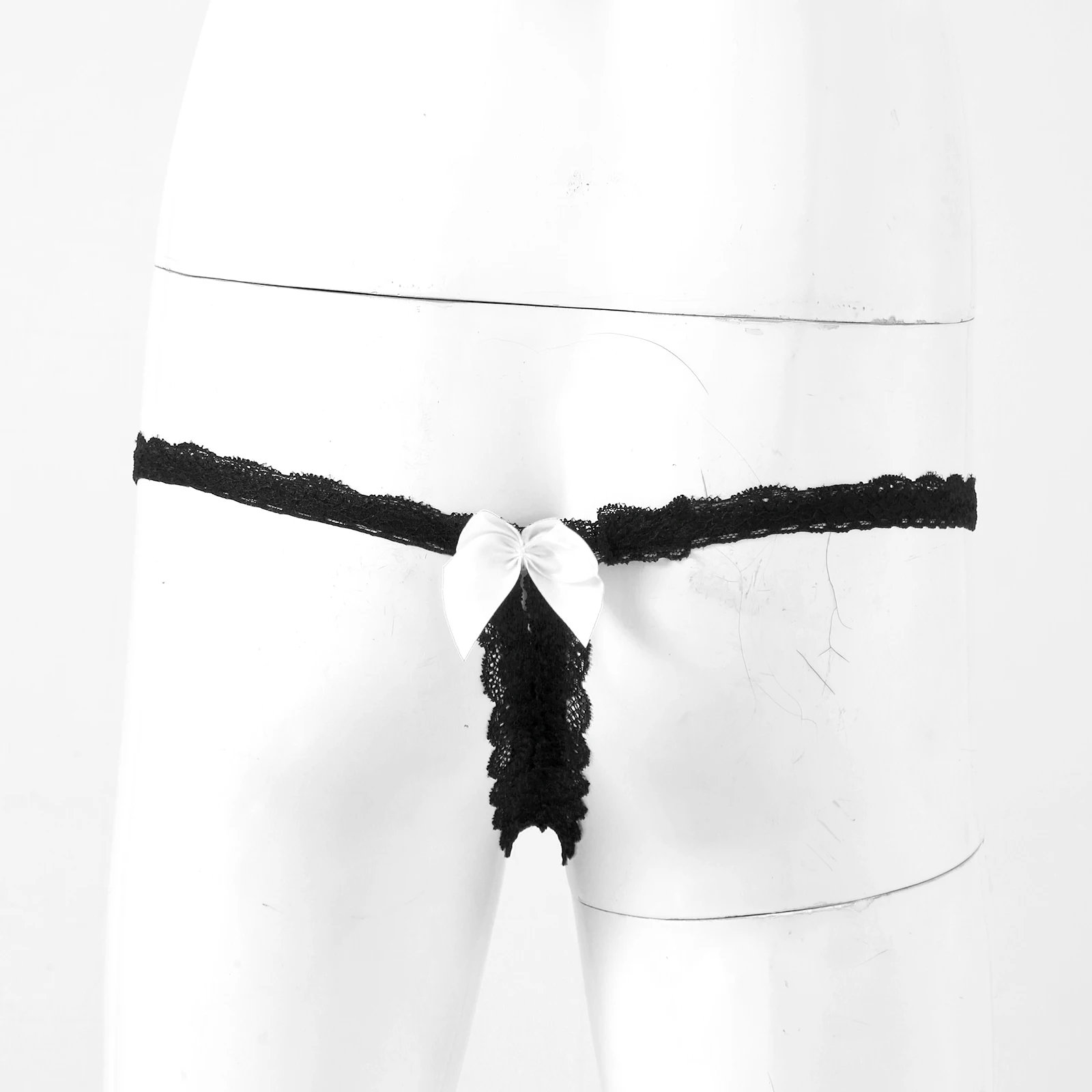 Мужские кружевные стринги с открытой промежностью нижнее белье прозрачные