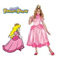 princess peach classic game costume kids girls carnival cosplay party dress