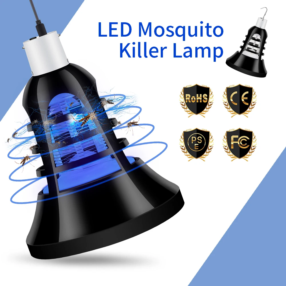 

110V Home Anti Mosquito Lamp 5V E27 LED Bug Zapper Light Bulb 220V Indoor UV Repellent Lamp 8W Outdoor Silent Fly Trap Lighting