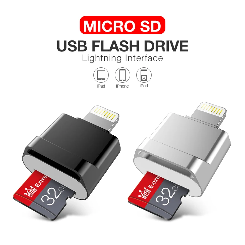 Устройство для чтения Micro SD-карт карта памяти 8-256 ГБ адаптер OTG-Lightning