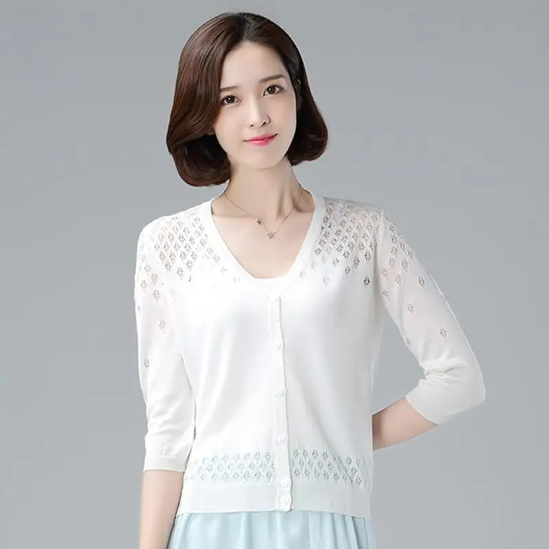 Женский тонкий кардиган с вырезами повседневная свободная накидка из вискозы V