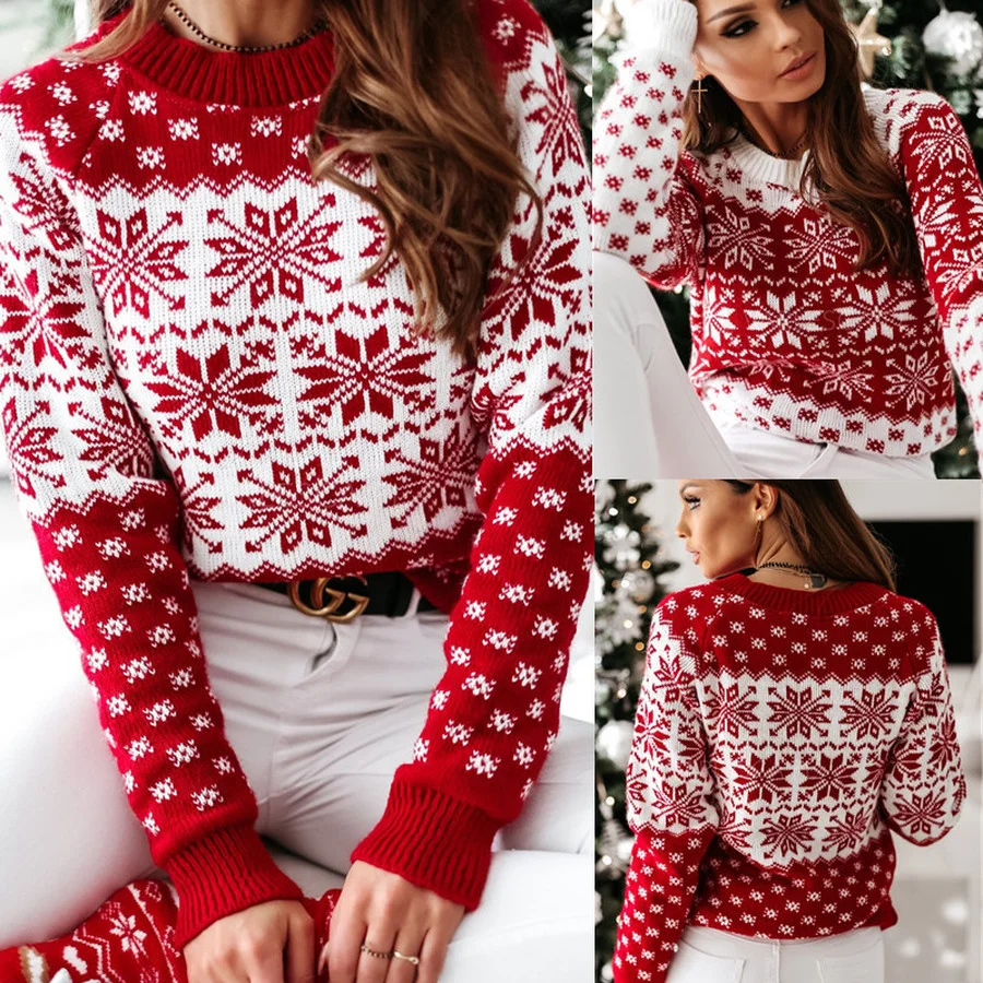 

SYJ 2021 Unisex Girs Christmas Sweater Slim Santa Elf Funny Christmas Jumper Female Autumn Winter Tops Clothing Soft Hot Sale