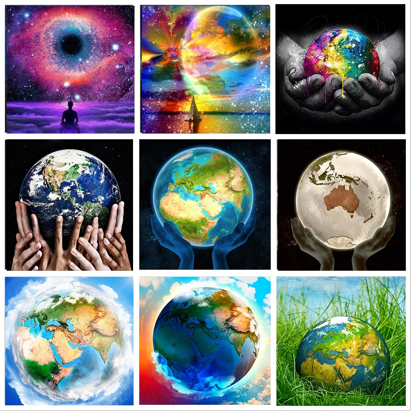 

Набор для алмазной вышивки «сделай сам», алмазная живопись по номерам, с изображением разных цветов земли, мозаика с полными квадратными и к...