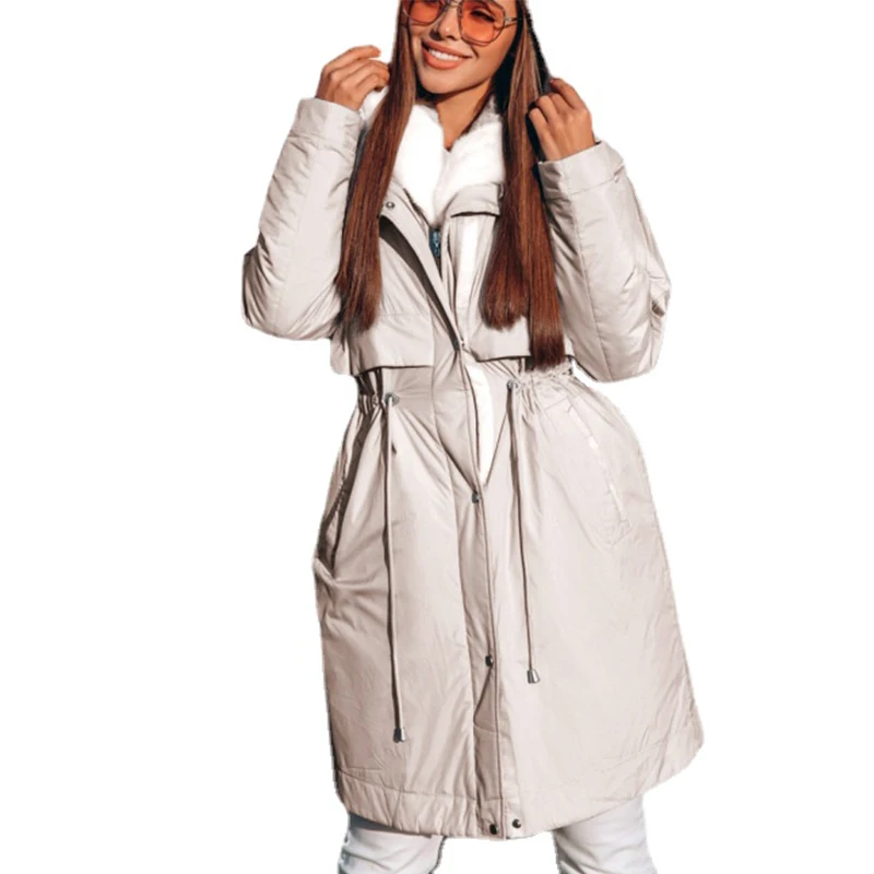 

Женское пальто с длинной талией и капюшоном, из хлопка