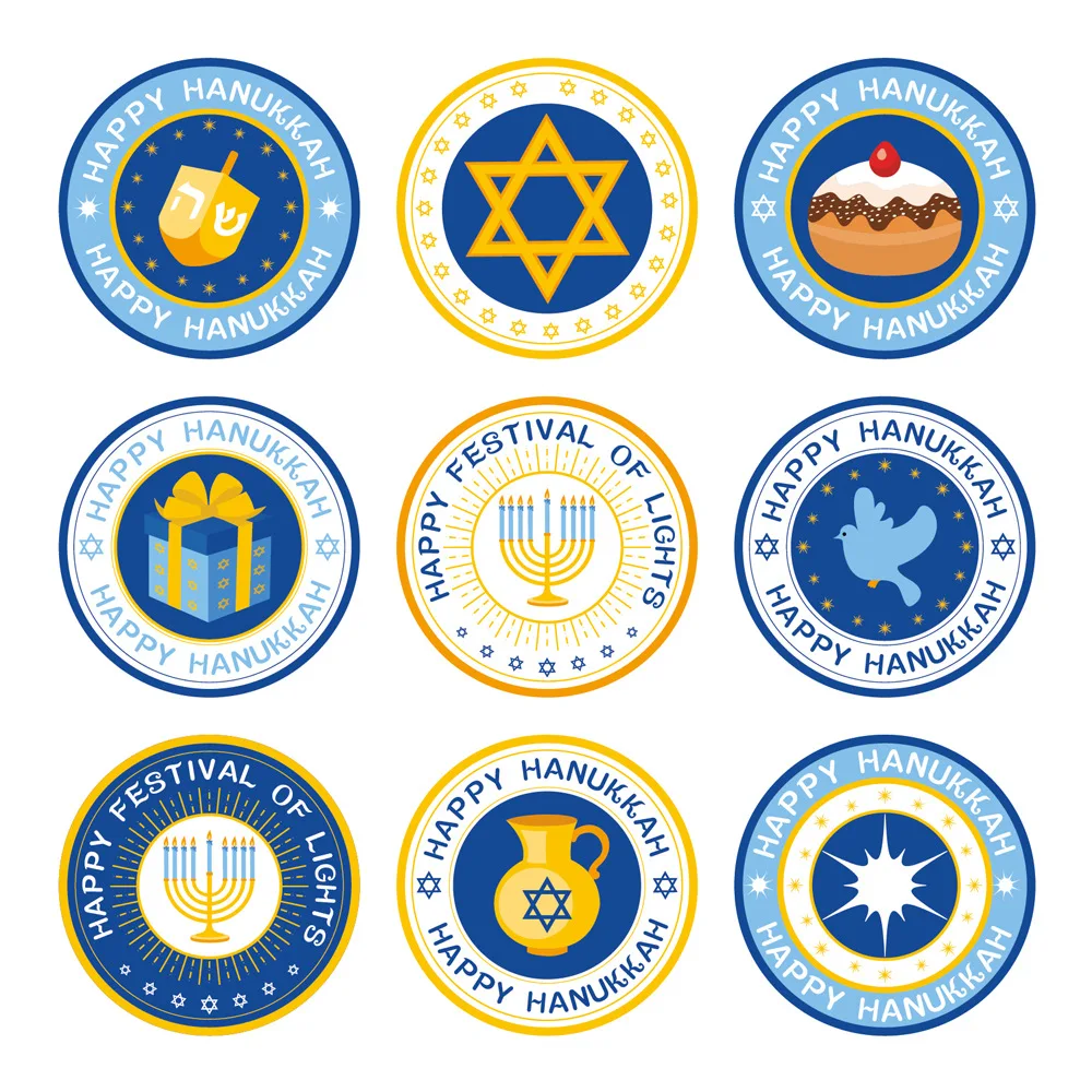 Милый пакет для конфет hanukka с наклейками счастливых Праздничных Украшений