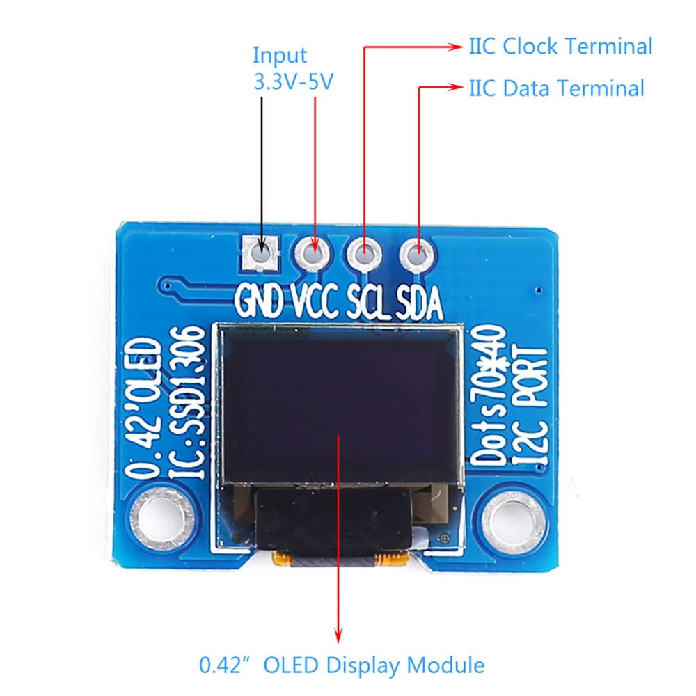 Oled-дисплей 0,42 дюймов I2C IIC 72x40 белый SSD1306 драйвер 72*40 3,3 В