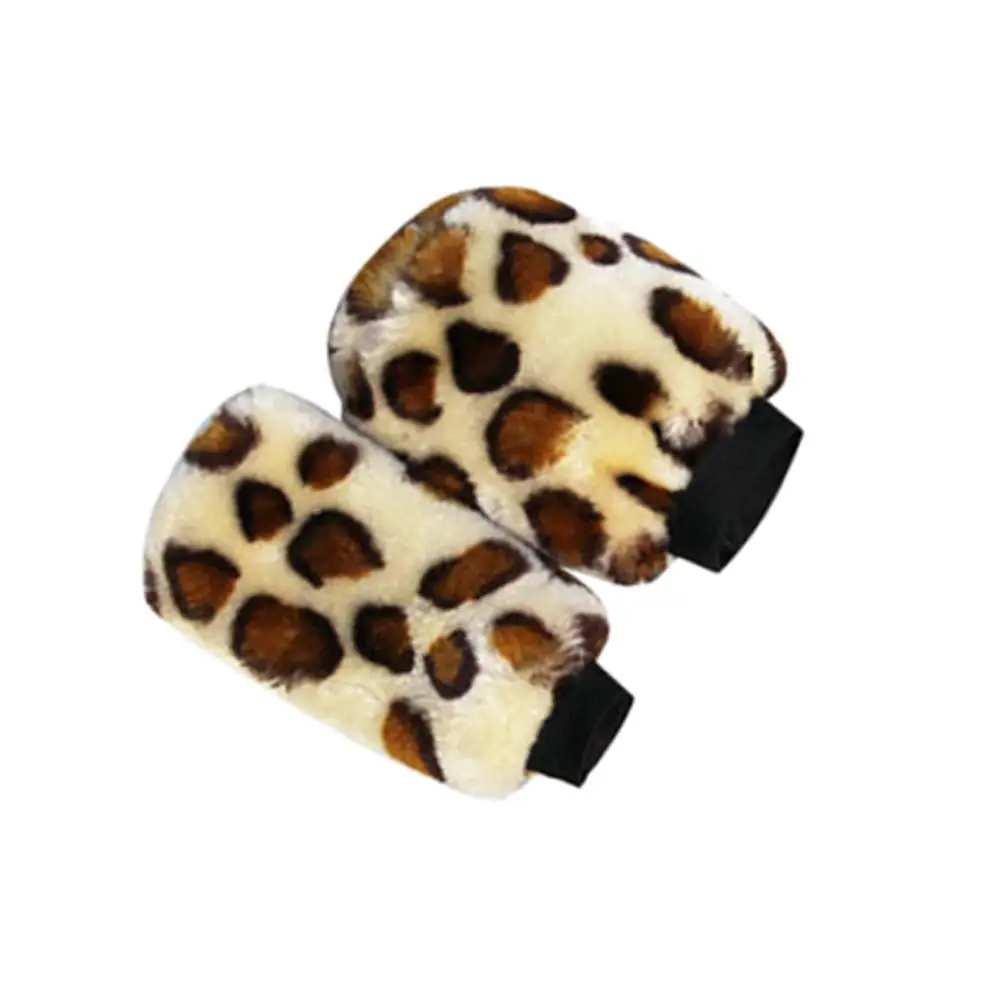 

3PCS Primary Color 38cm Diameter Unique Leopard Print Auto Car Steering Wheel Handbrake Gearshift Cover